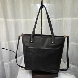 LC by Lauren Conrad Presley Convertible Tote Bag - Black Faux Leather Crossbody
